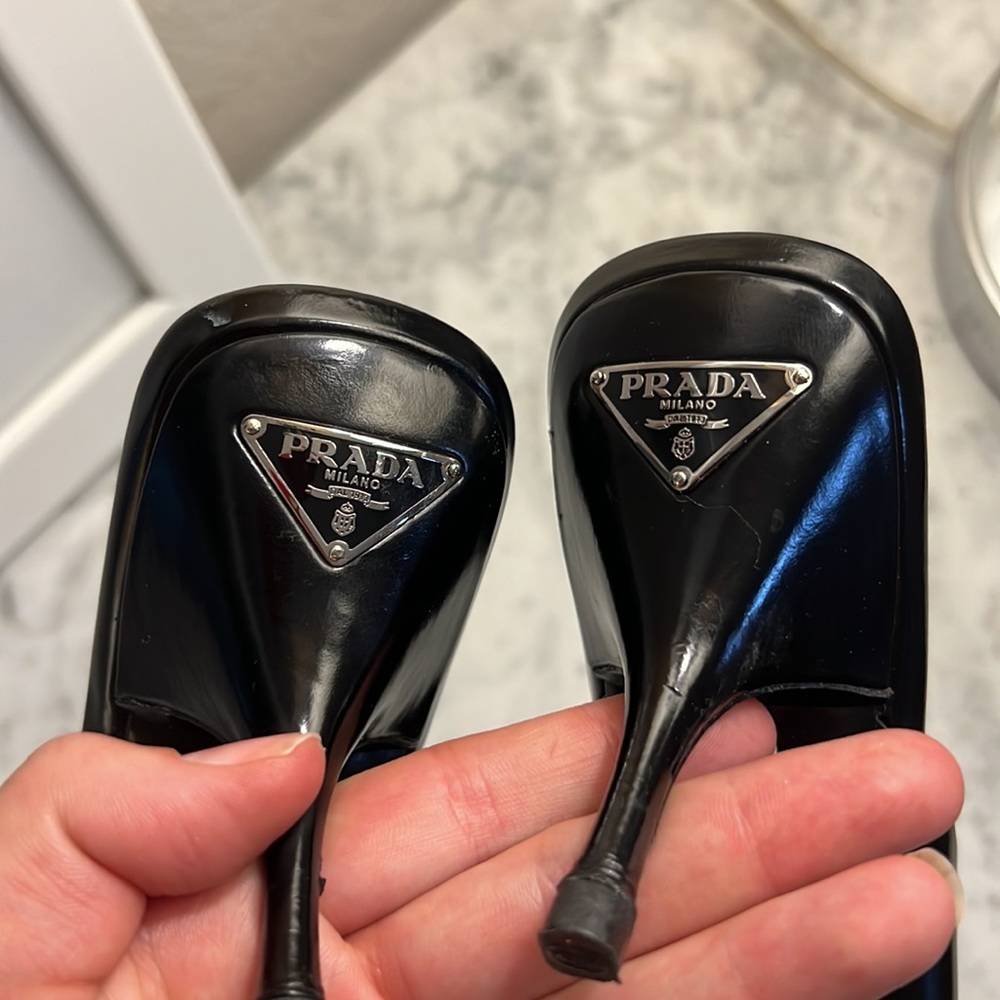 Vintage Prada Thong Kitten Heels Black 38.5